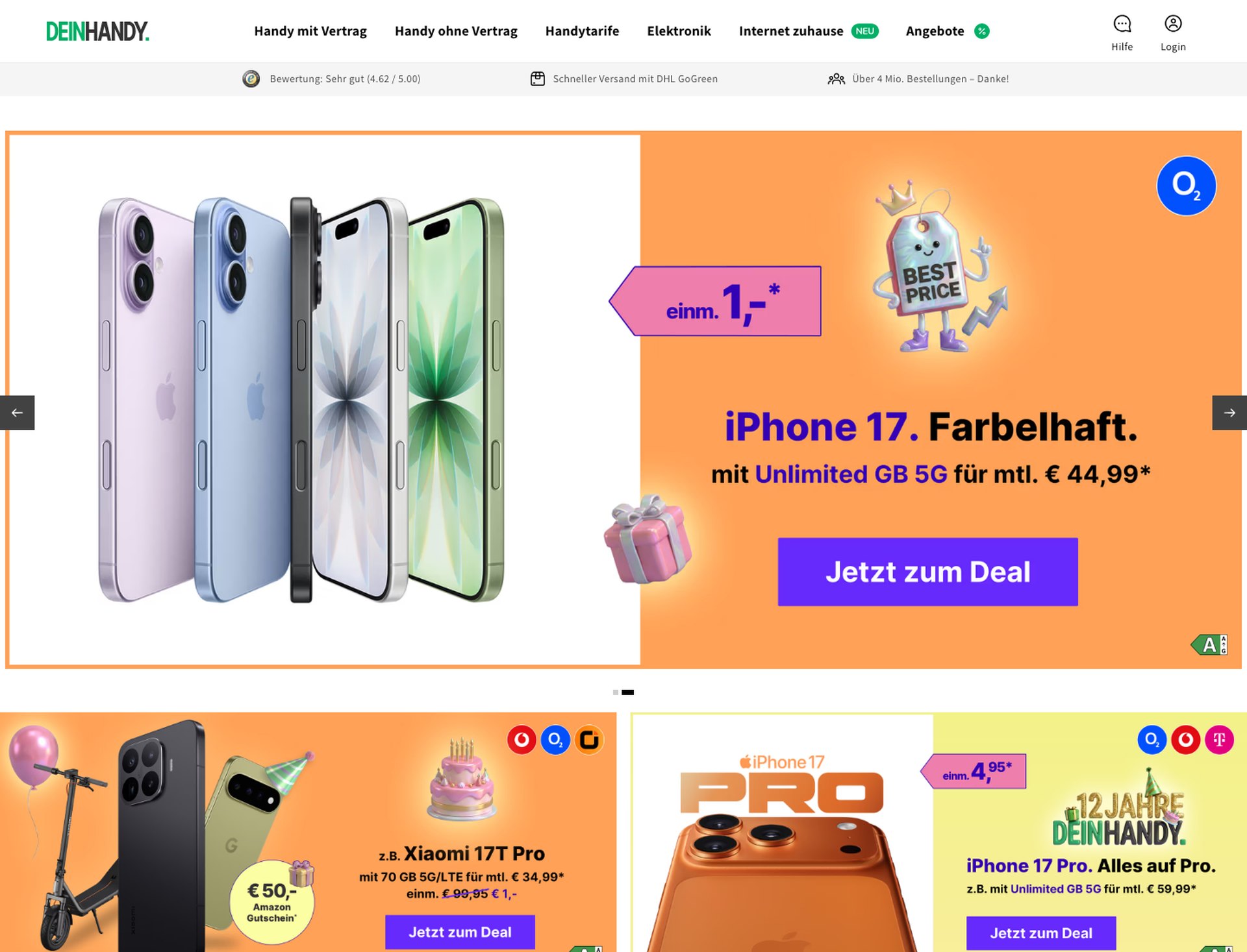 DEINHANDY Startseite — Marke im Produkt